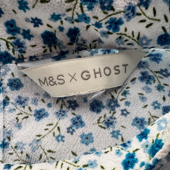 Marks And Spencer X Ghost Ditsy Floral Puff Sleeve Midi Tea Dress UK14/US10 - Picture 13 of 14